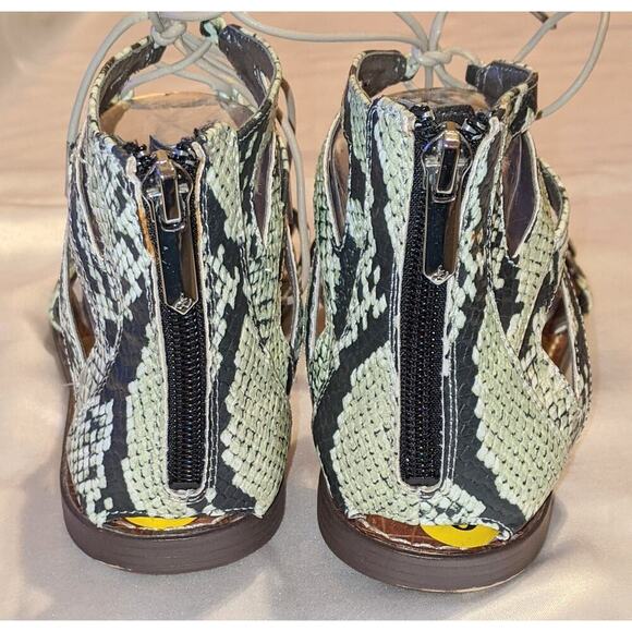 SAM EDELMAN Gwenna Green Python Print Gladiator Sandals Ankle Straps Size 9 M - Picture 4 of 6